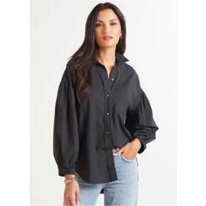 RAILS Winnie Button Down Puff Sleeve Top in Black XL